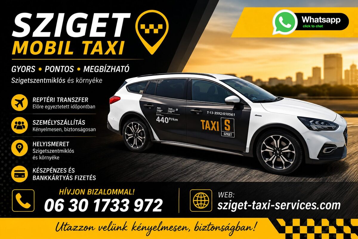 Sziget Taxi Szigetszentmiklós – reptéri transzfer, személyszállítás és előre rendelhető taxi